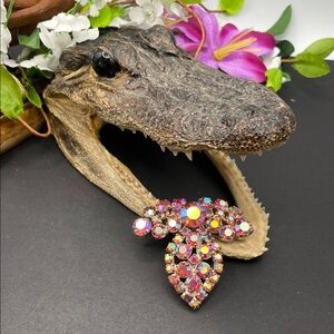 Rhinestone pink AB brooch vintage